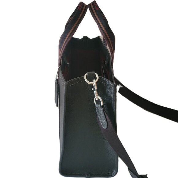 Coach CU997 Leather Web Smith Tote Crossbody Handbag Black Multi - Picture 5 of 7